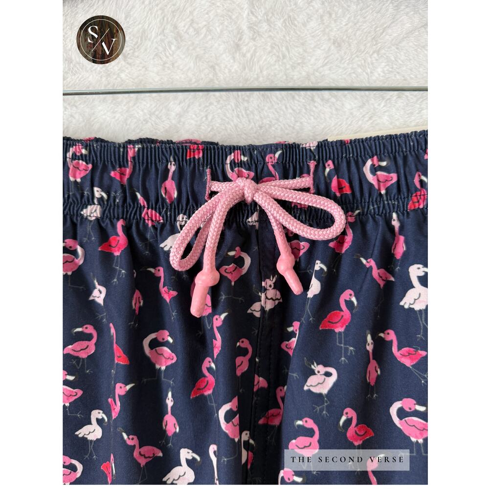 Sunset x‎ Vine Swim Trunks Mens Flamingo Print Mesh Lining Navy Blue Medium - Picture 4 of 10